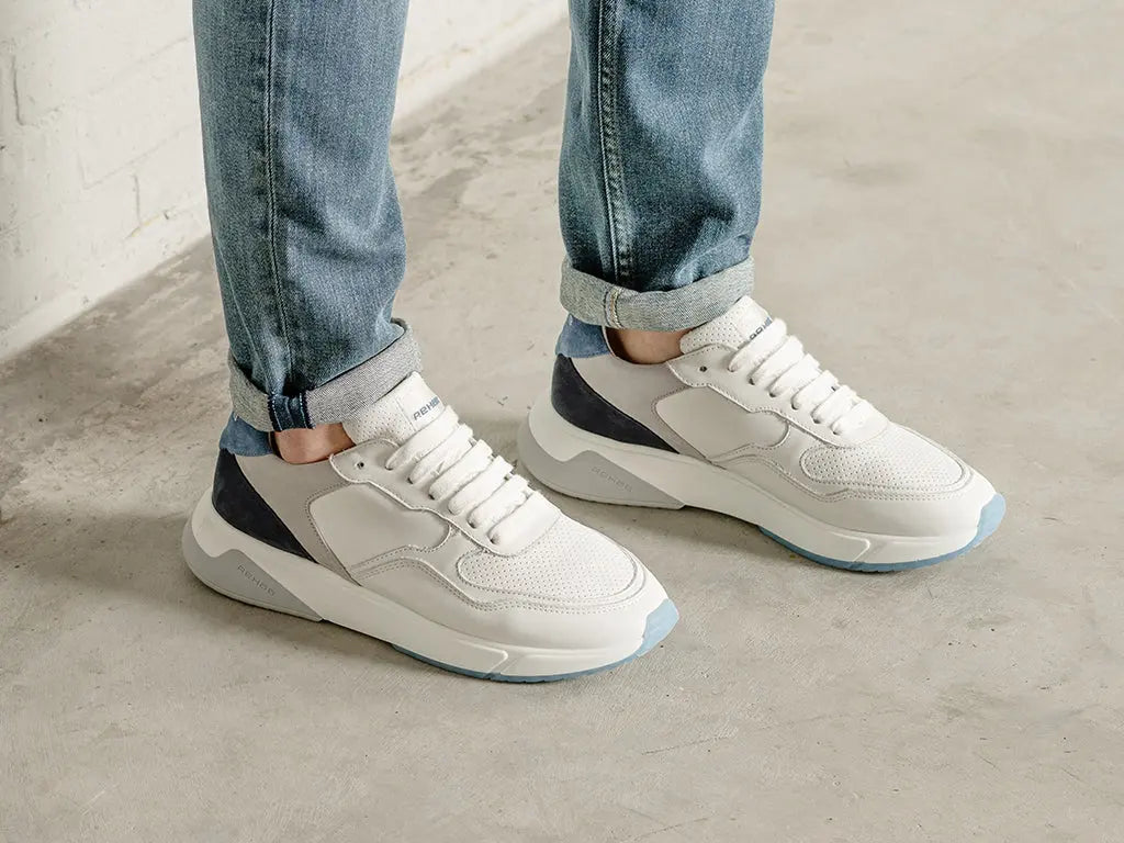 Booster Lthr | Wit-lichtgrijze sneakers REHAB Footwear