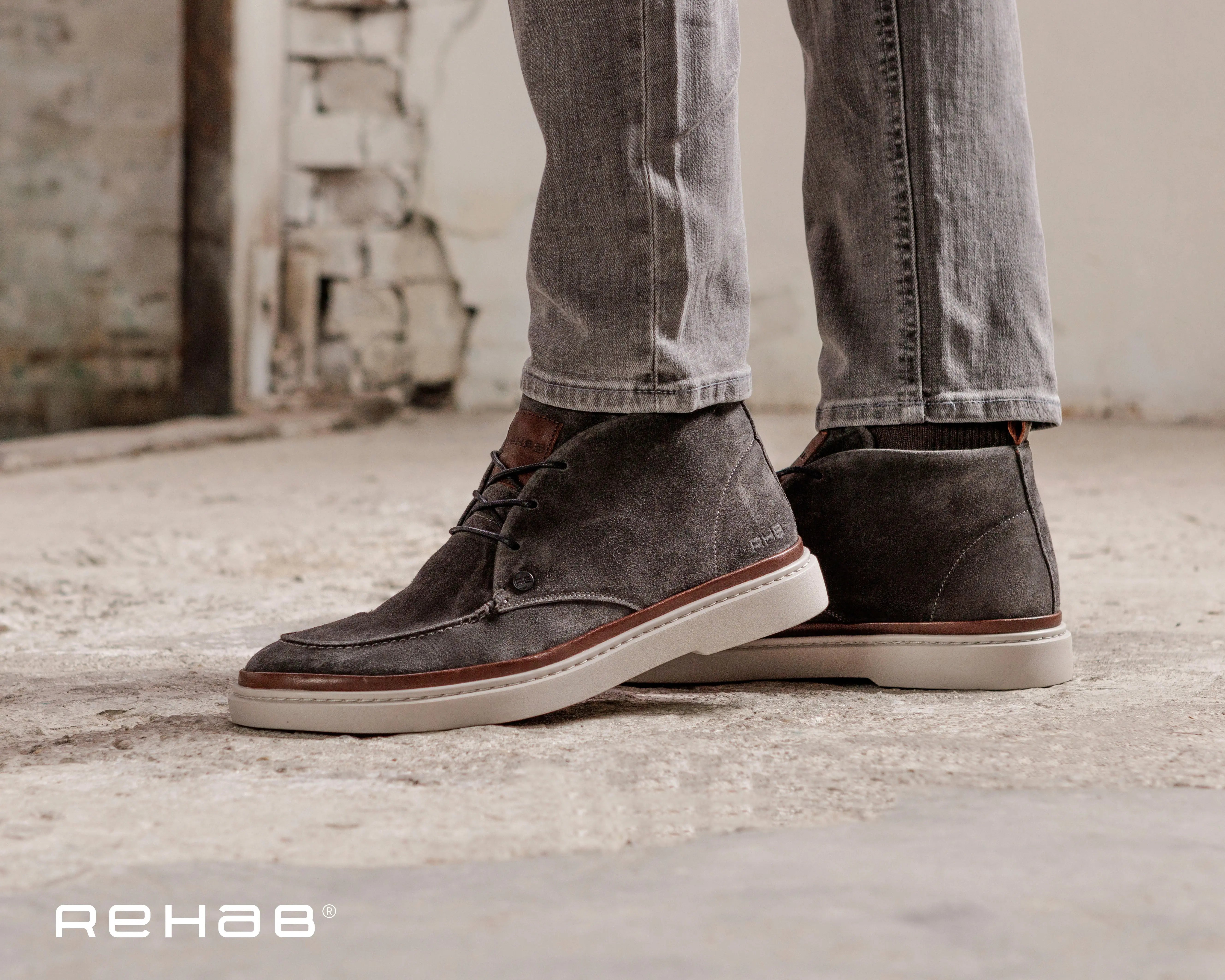 Hudson Sue | Grijsbruine veterschoenen REHAB Footwear