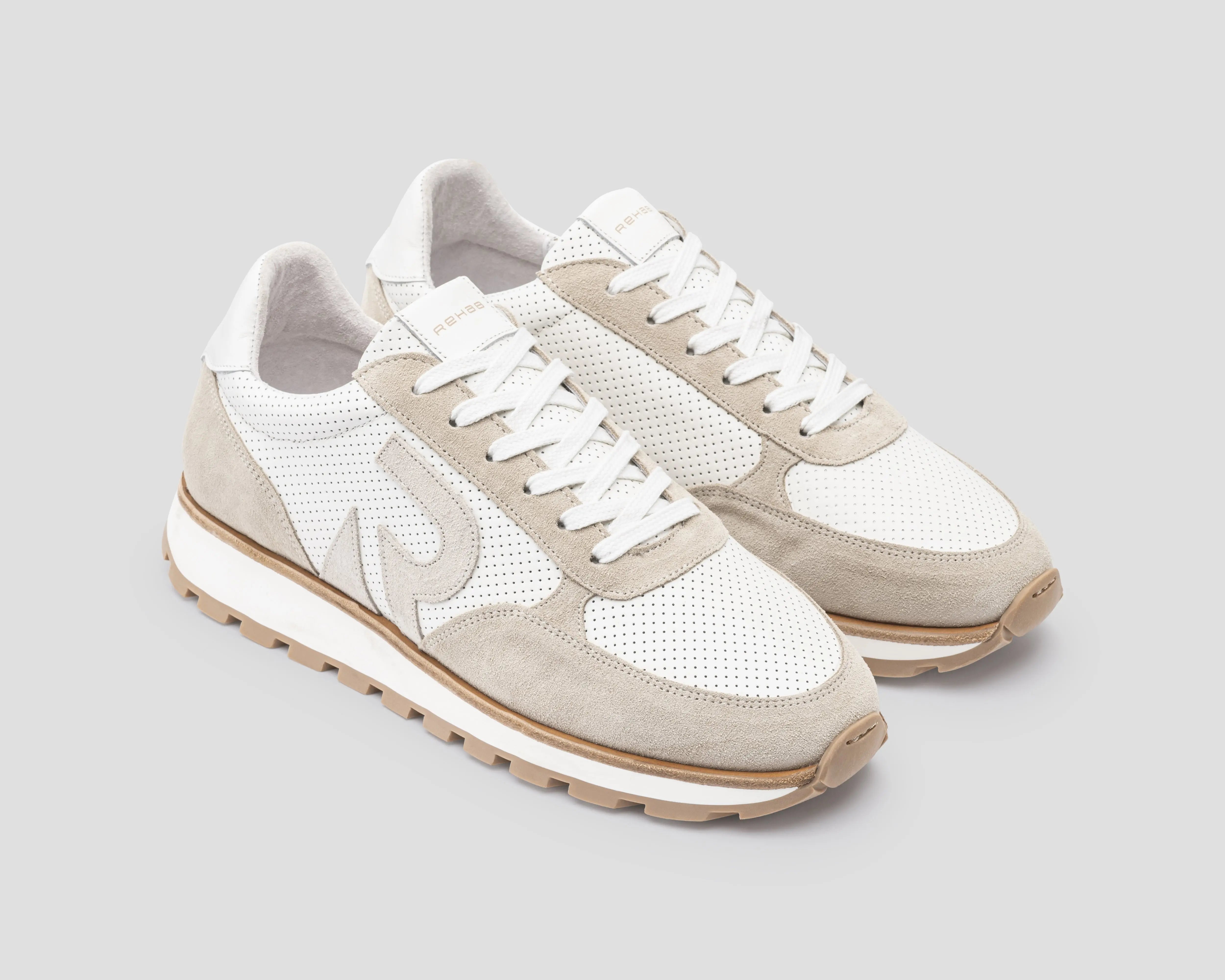Maddox Lthr | Wit-zand sneaker REHAB Footwear