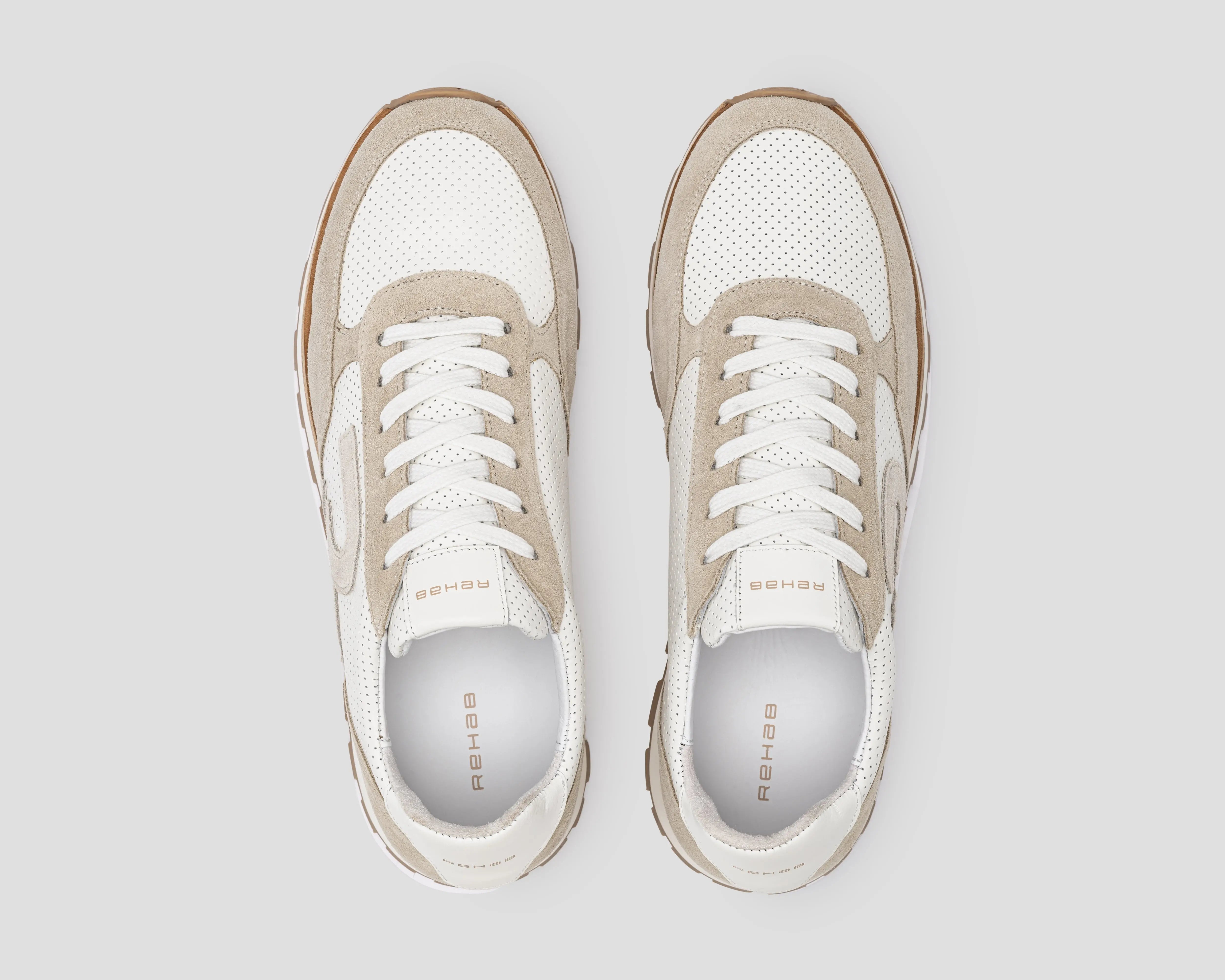 Maddox Lthr | Wit-zand sneaker REHAB Footwear