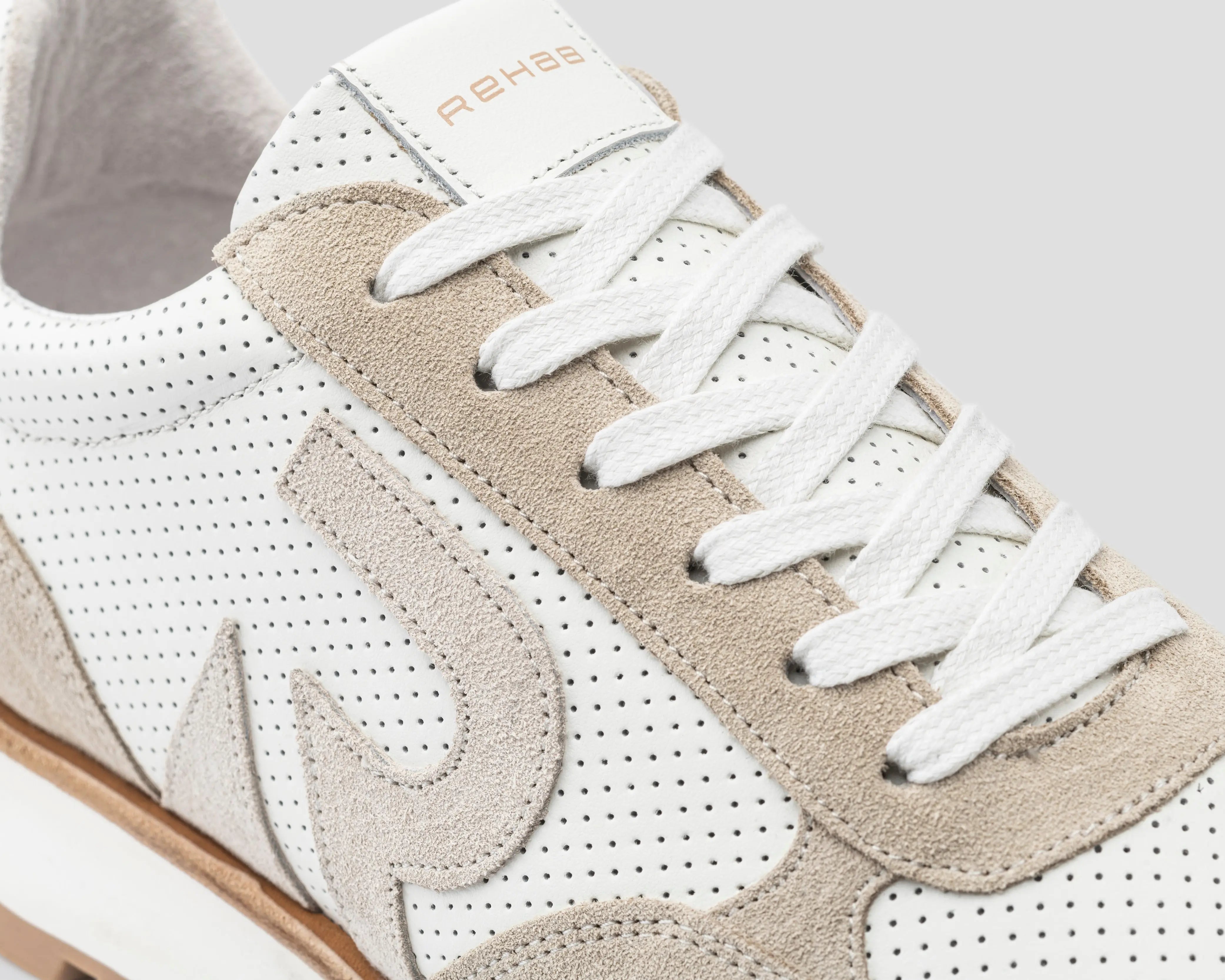 Maddox Lthr | Wit-zand sneaker REHAB Footwear