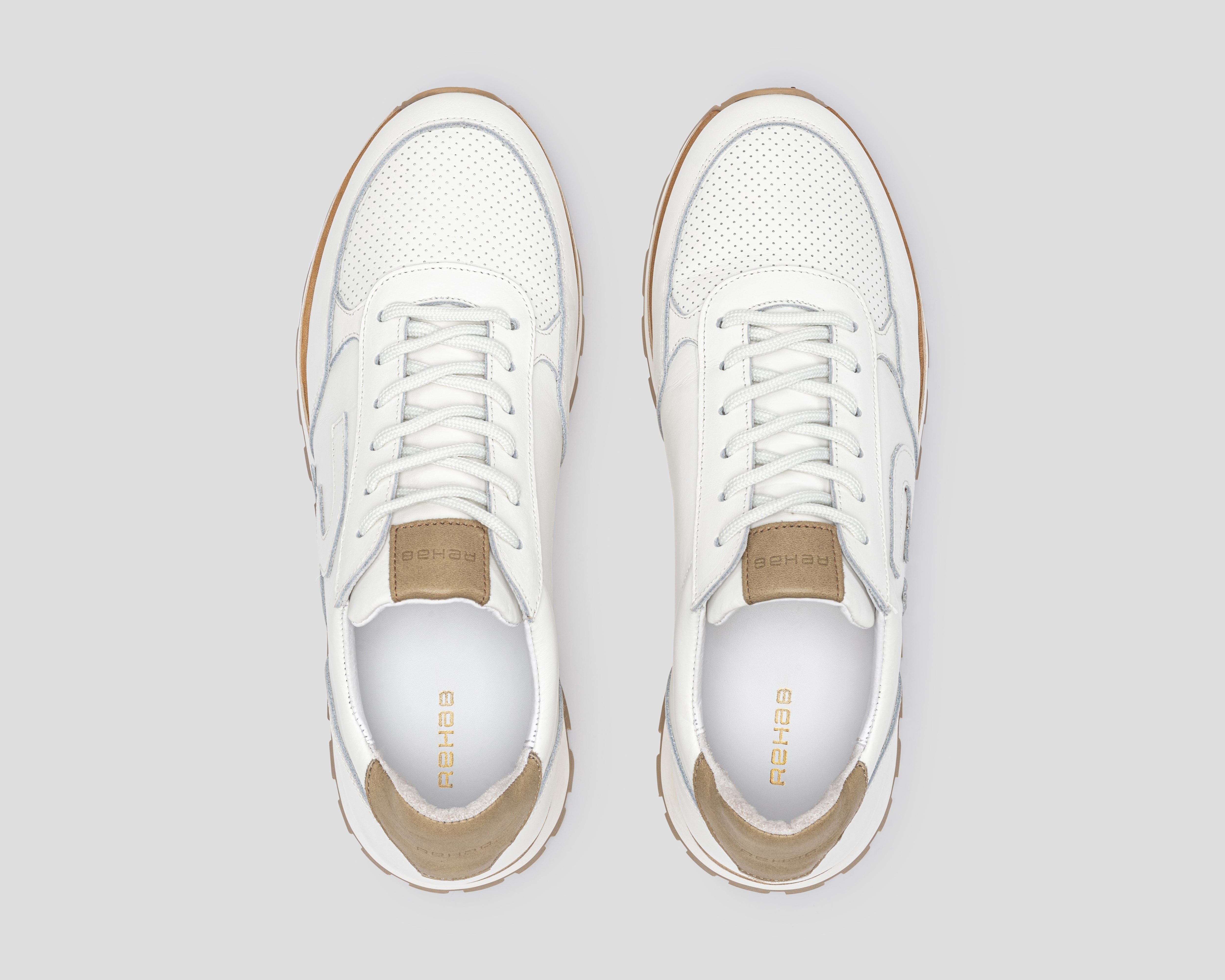 Maddox Lthr | Wit-zand sneaker REHAB Footwear