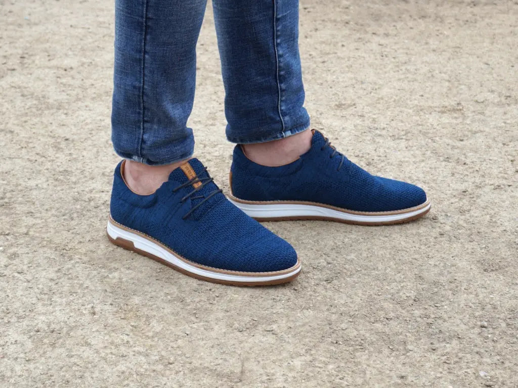 Nolan Knit | Blauwe veterschoen REHAB Footwear