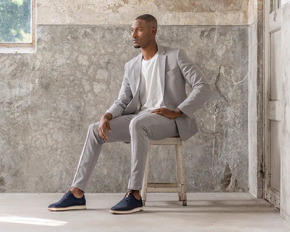 Nolan Knit | Donkerblauwe veterschoenen REHAB Footwear