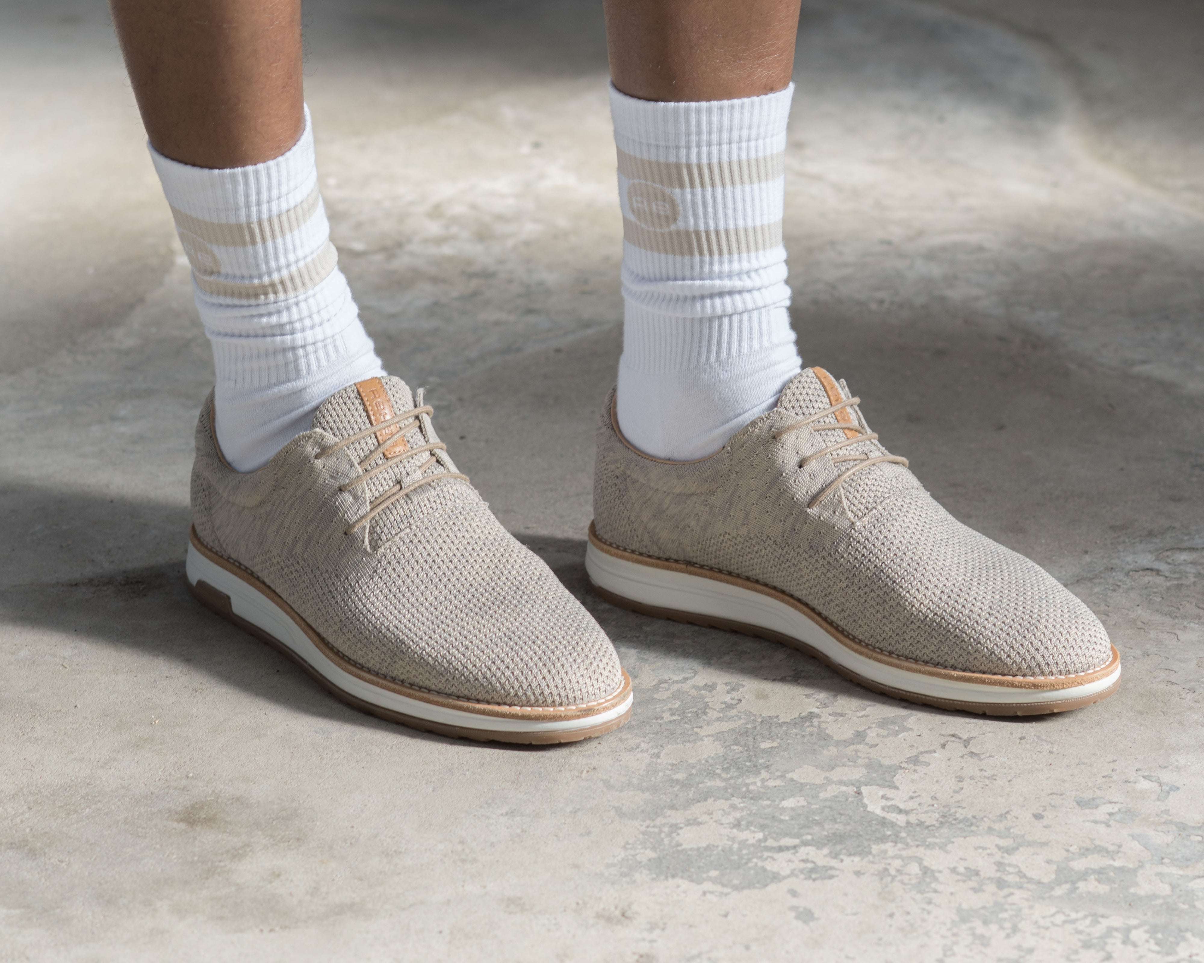 Nolan Knit | Zandkleurige veterschoen REHAB Footwear