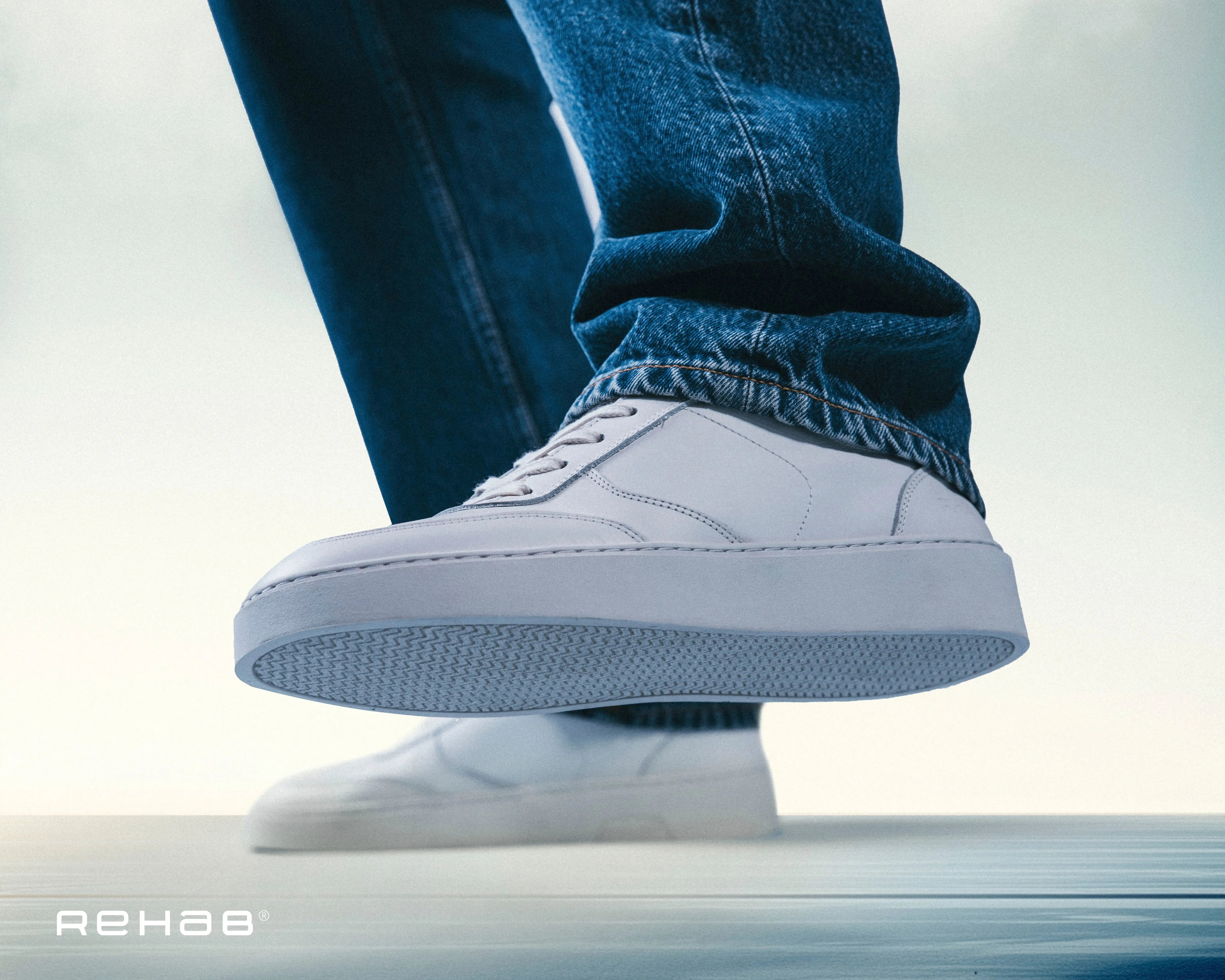 Oliver Lthr | Wit-khaki sneaker REHAB Footwear