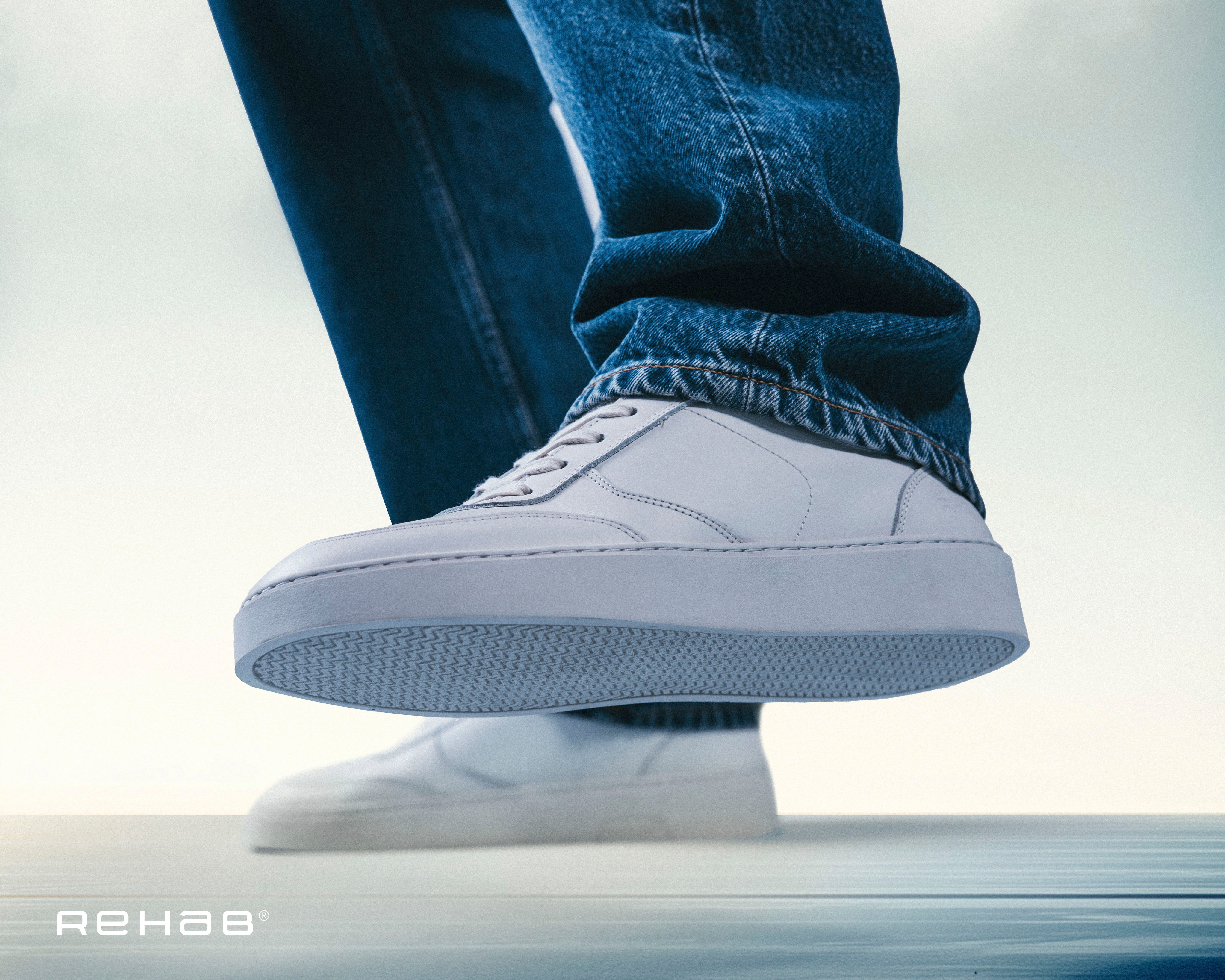 Oliver Lthr | Wit-khaki sneaker REHAB Footwear