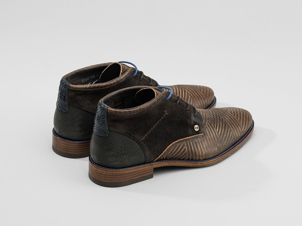 Salvador Zig Zag | Bruine veterschoenen REHAB Footwear
