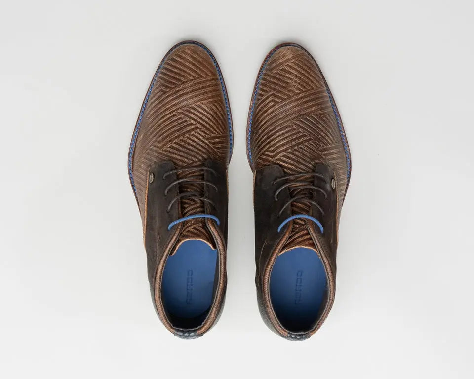 Salvador Zig Zag | Bruine veterschoenen REHAB Footwear