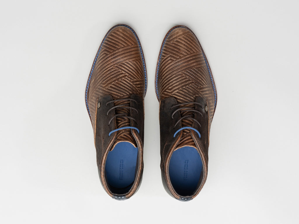 Salvador Zig Zag | Bruine veterschoenen REHAB Footwear