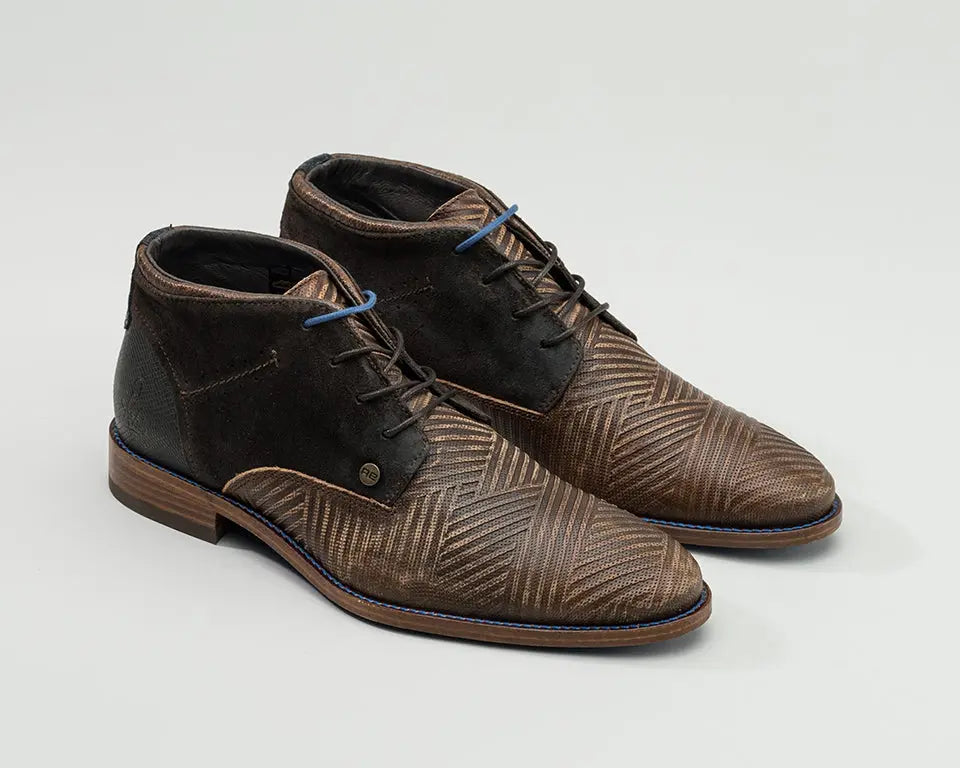 Salvador Zig Zag | Bruine veterschoenen REHAB Footwear