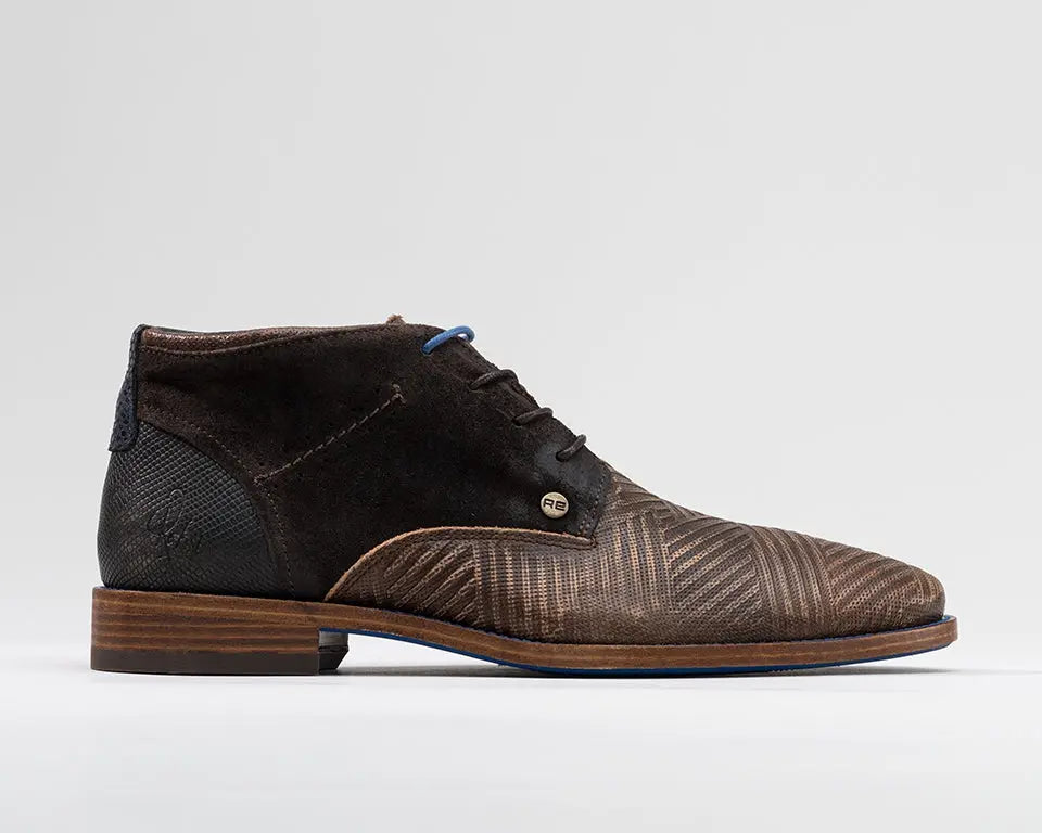 Salvador Zig Zag | Bruine veterschoenen REHAB Footwear