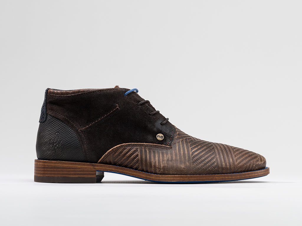 Salvador Zig Zag | Bruine veterschoenen REHAB Footwear