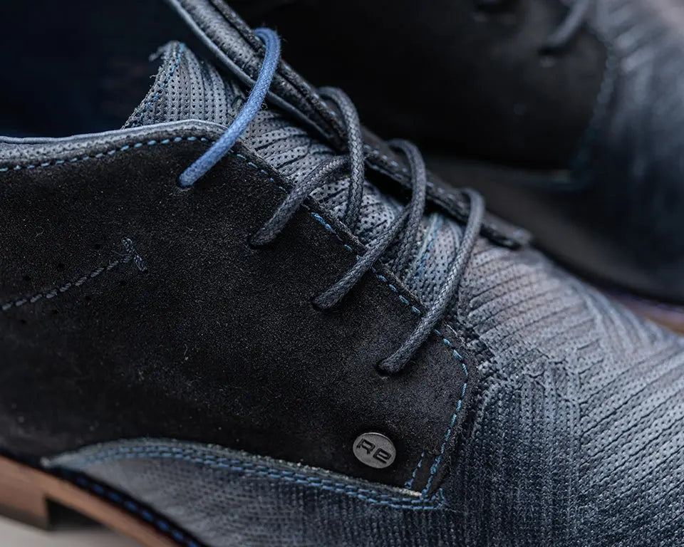 Salvador Zig Zag | Donkerblauwe veterschoenen REHAB Footwear