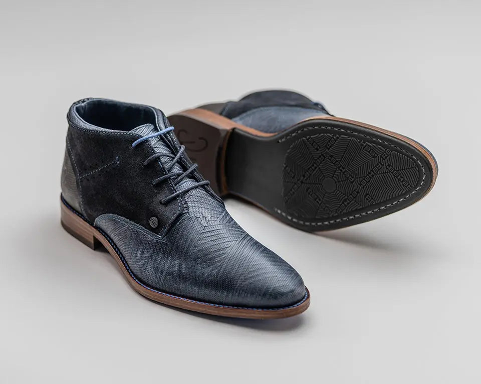Salvador Zig Zag | Donkerblauwe veterschoenen REHAB Footwear
