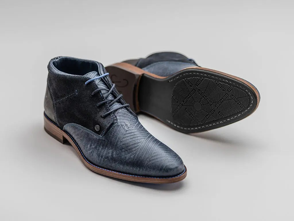 Salvador Zig Zag | Donkerblauwe veterschoenen REHAB Footwear