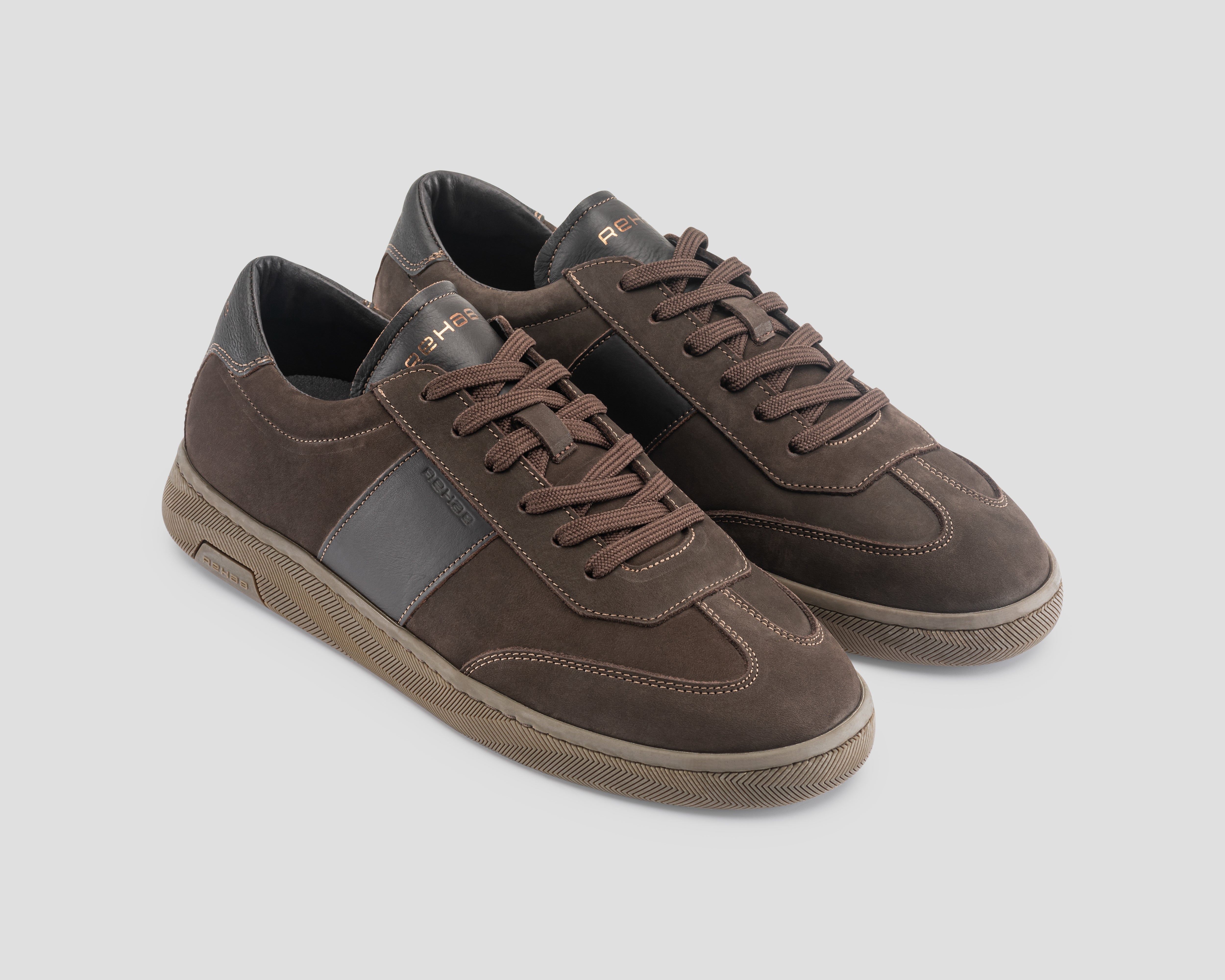 Zack Nub Lthr | Donkerbruine sneaker REHAB Footwear