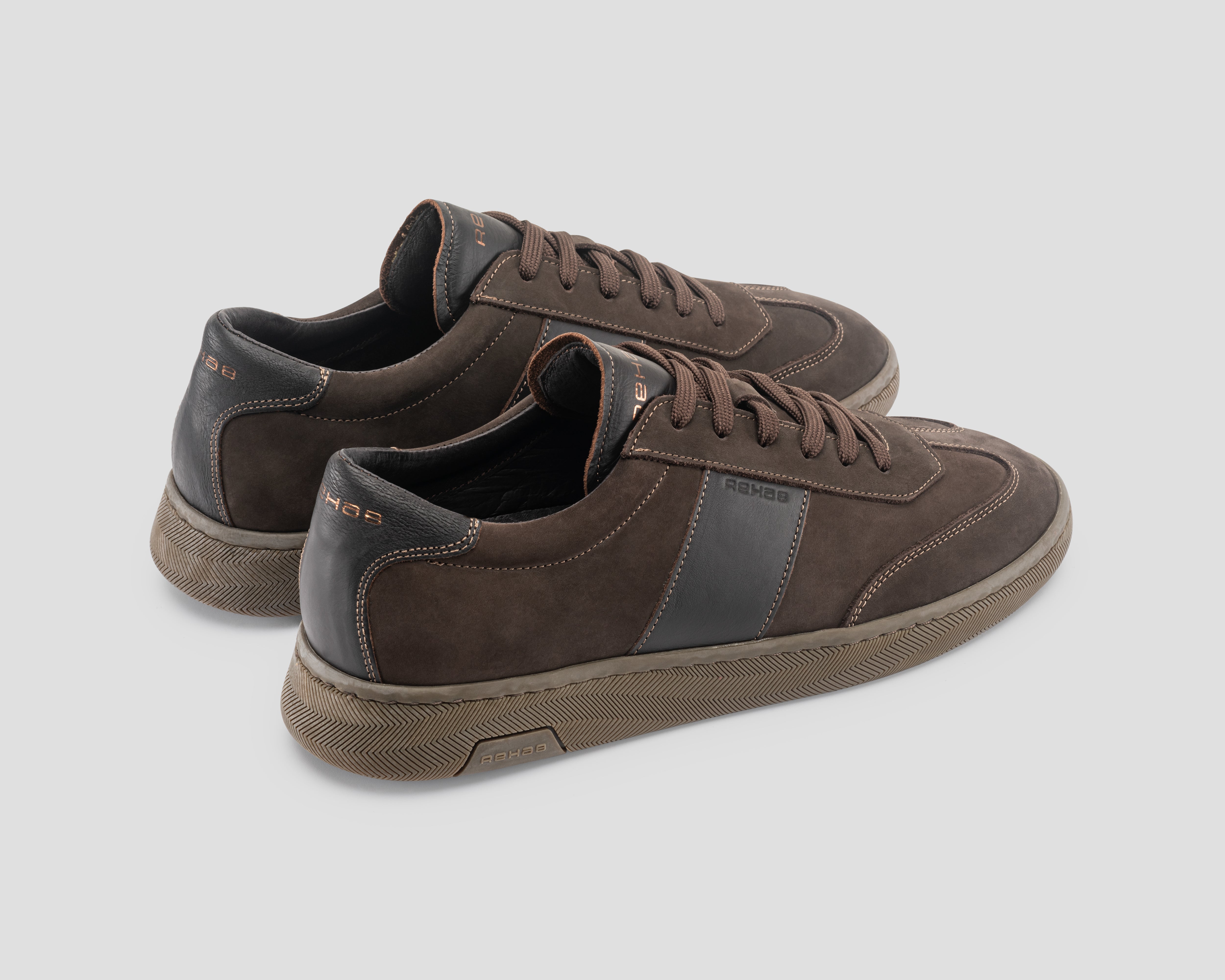Zack Nub Lthr | Donkerbruine sneaker REHAB Footwear
