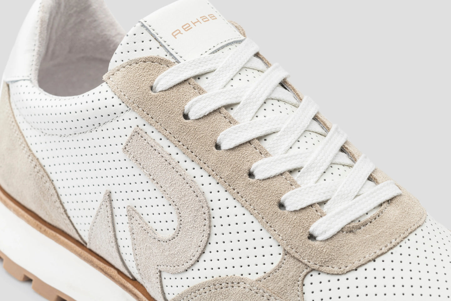 Maddox Lthr | Wit-zand sneaker REHAB Footwear