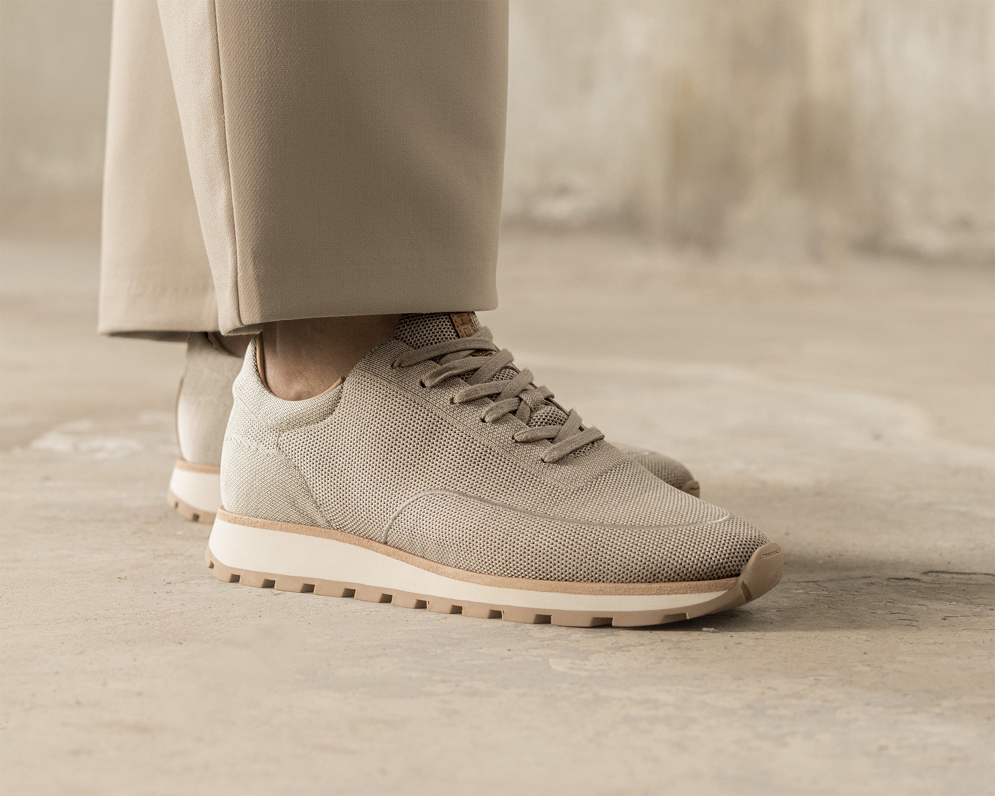 Mason Knit | Zandkleurige sneaker REHAB Footwear