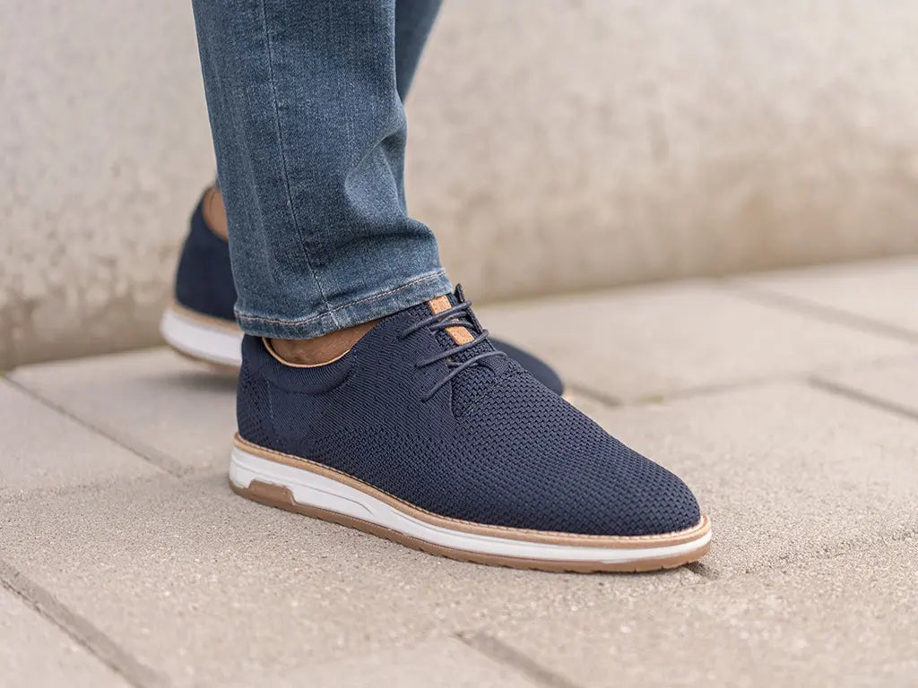 Nolan Knit | Donkerblauwe veterschoenen REHAB Footwear