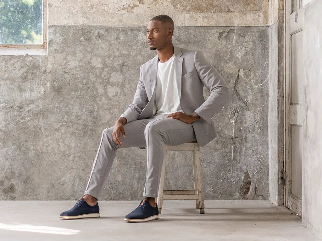 Nolan Knit | Donkerblauwe veterschoenen REHAB Footwear