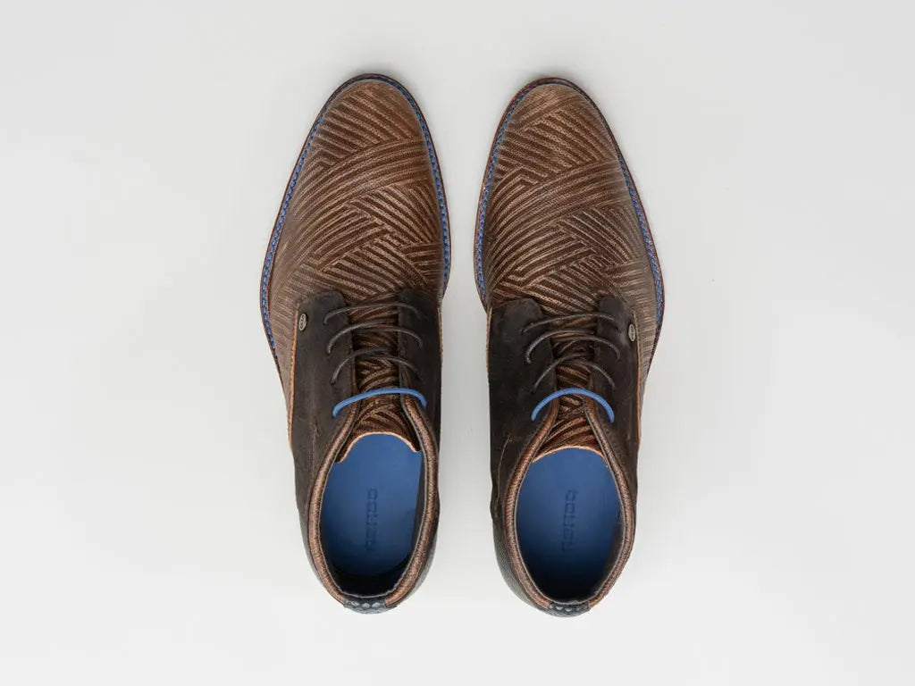 Salvador Zig Zag | Bruine veterschoenen REHAB Footwear