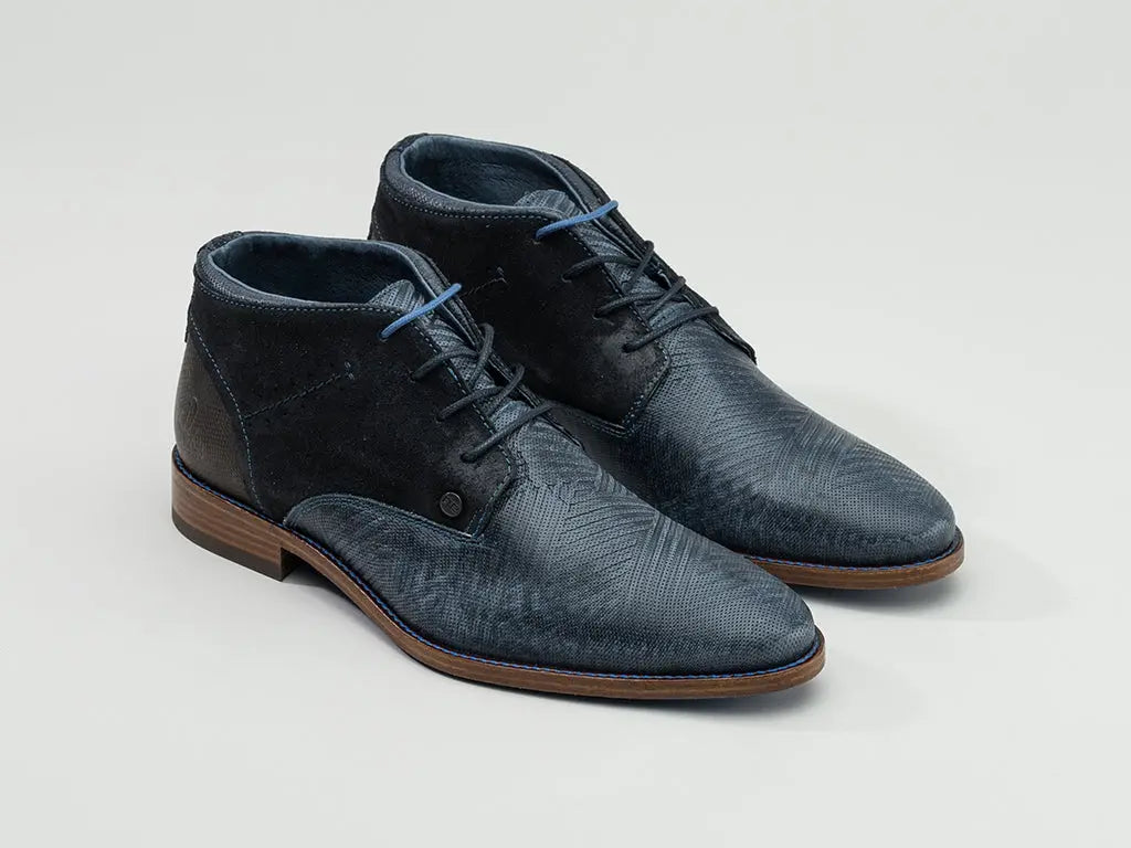 Salvador Zig Zag | Donkerblauwe veterschoenen REHAB Footwear